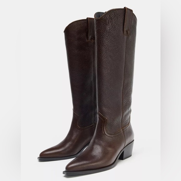 Zara Leather High Boots - Picture 2 of 5